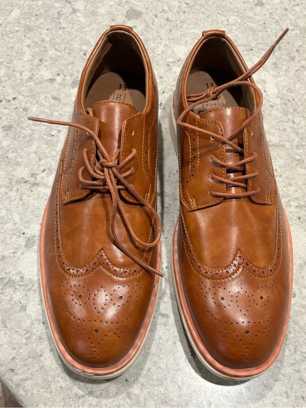 George Men’s Brown Wingtip Derby Shoes with Cream Sole